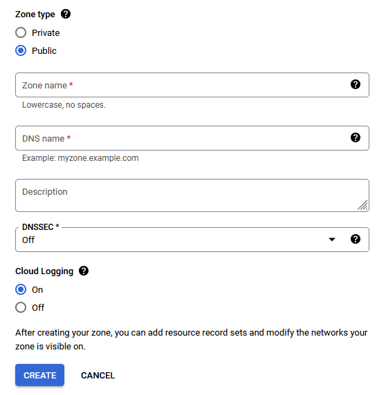 DNS Zone parameters