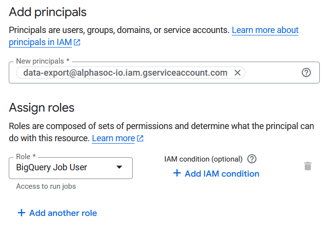 Google Big Query IAM permissions