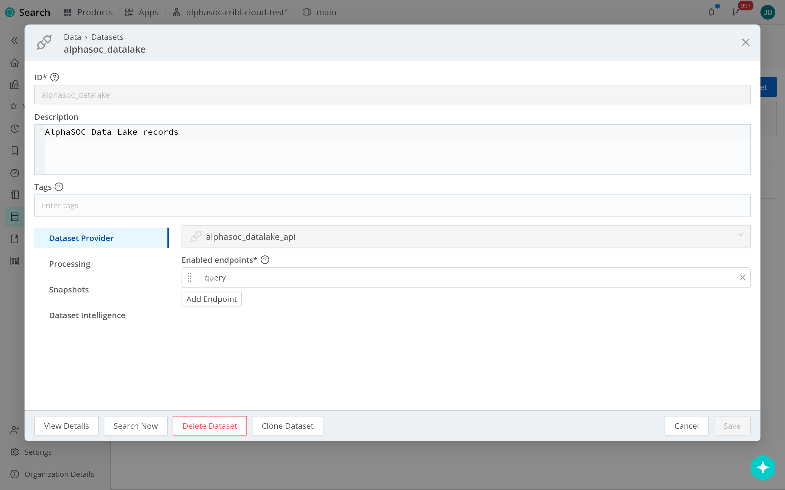 AlphaSOC Data Lake federated dataset