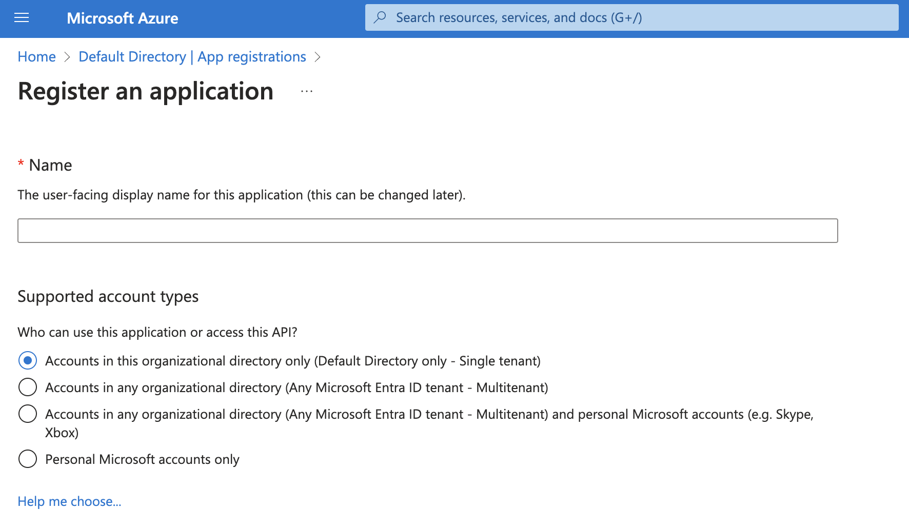 New App Registration