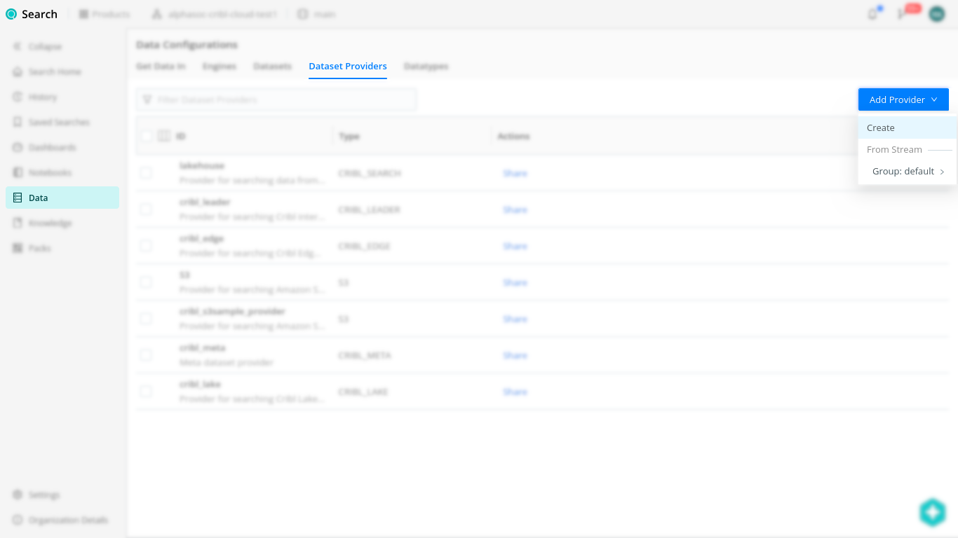 Cribl Dataset Providers Add