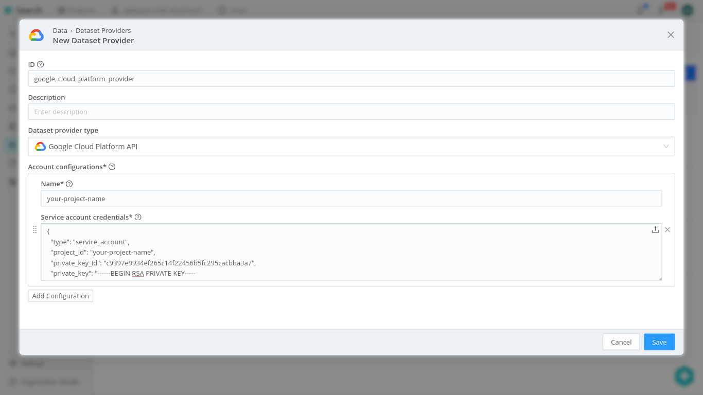Cribl Dataset Providers GCP API