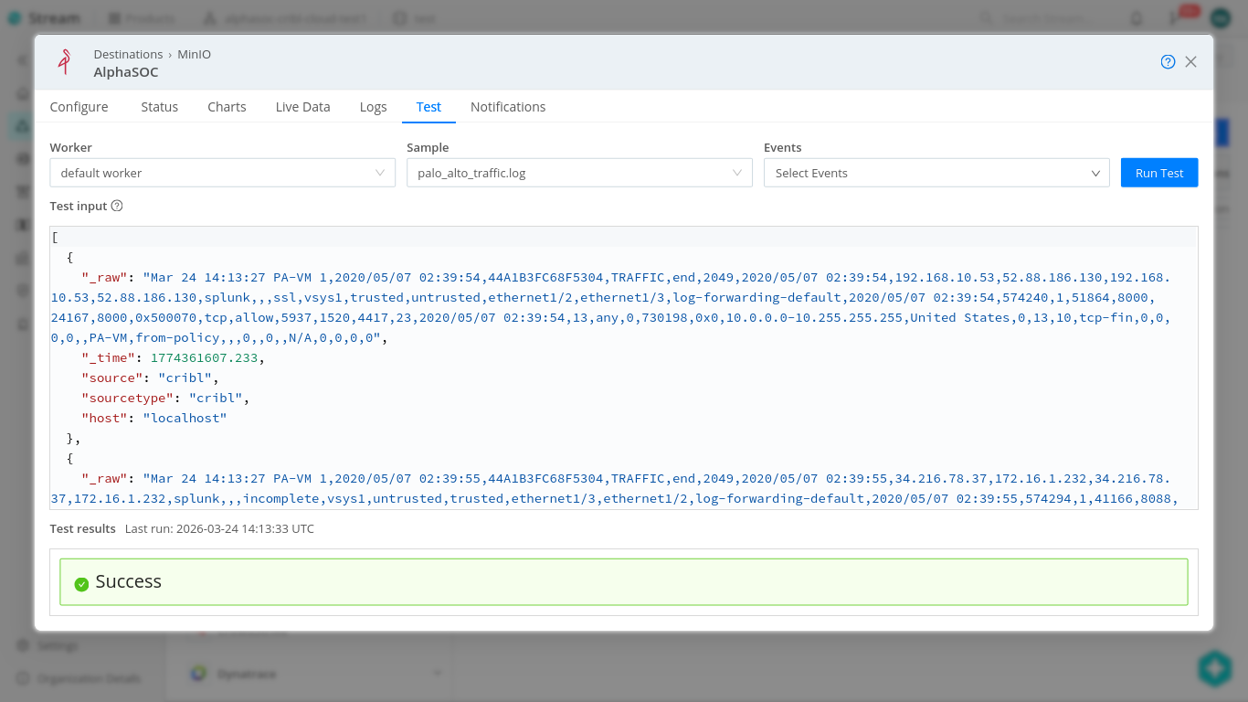 Cribl MiniO Destination Test