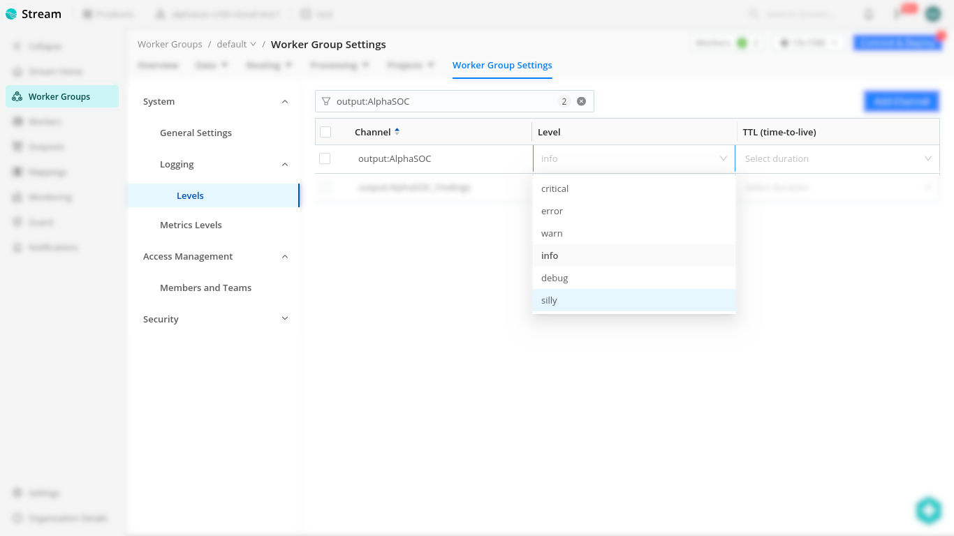 Cribl Settings Logging
