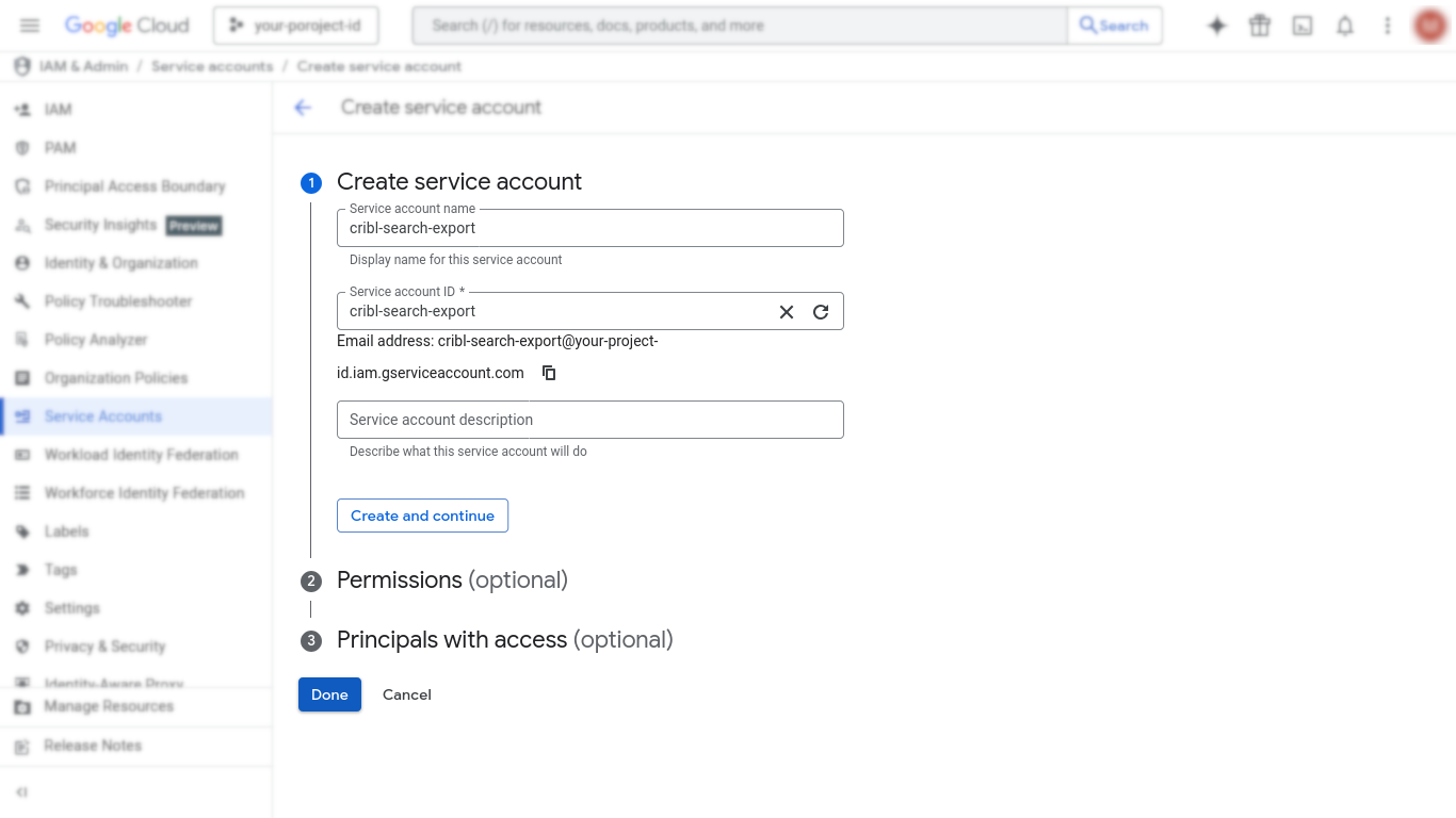 GCP IAM Configure Service Account